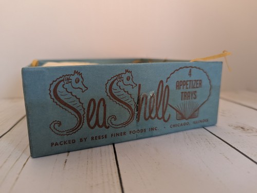 Vintage Sea Shell Appetizer Trays Set/5 Shrimp Cocktail Deviled Crabs Caviar - Picture 3 of 12