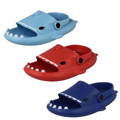Kids Spot On Slip On Heel Band Cute Shark Detailed Summer Clogs N0r076