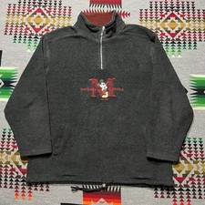 Vintage Disney Mickey Fleece 1/4 Zip Sweatshirt Mens Medium Gray B3