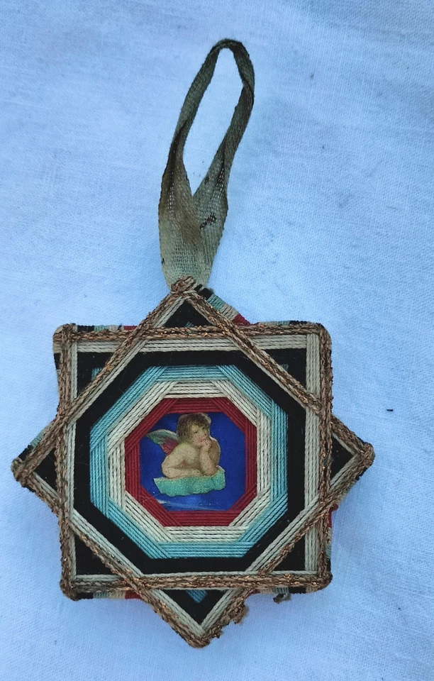 Ancienne Décoration De Noël. Boule. Allemande. Antiquités. Tissu. Ange. Chromo - Photo 1/4
