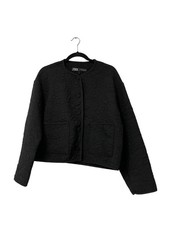 Zara Womens Jacket Large L Black Floral Embroidered Button Pockets 1165/233 NWT