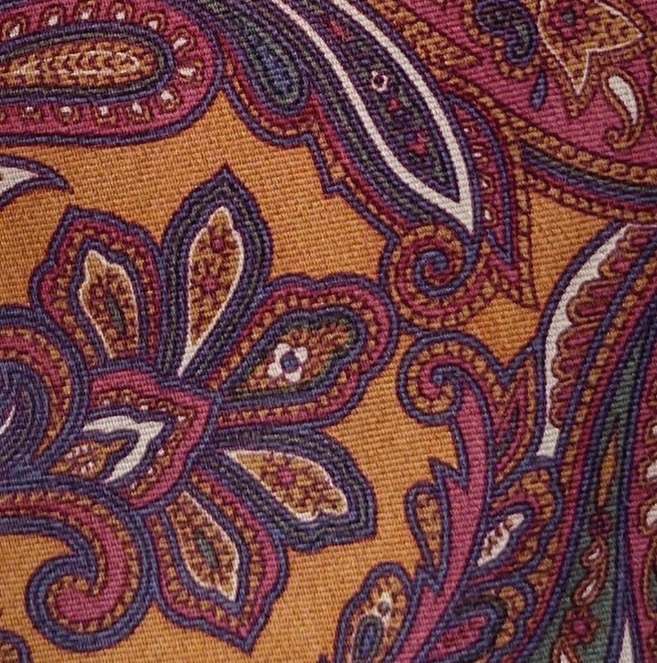 Мужской старинный шелковый галстук LORD & TAYLOR Madder пейсли Raw Sienna/Multi б/у в отличном состоянии 54 дюйма - Изображение 4 из 4