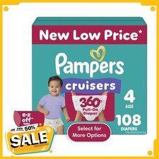 Pampers Cruisers 360 Baby Diapers Size 4, 108 Count Select for More Options