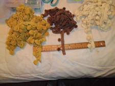 4 Groups of Trims -Pom Pom trims in Gold Off White & Brown, Plus orange/Green fr