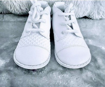 Babys First Walker, Vollleder weiß Pex Schnürschuh Brandneu Größe 5
