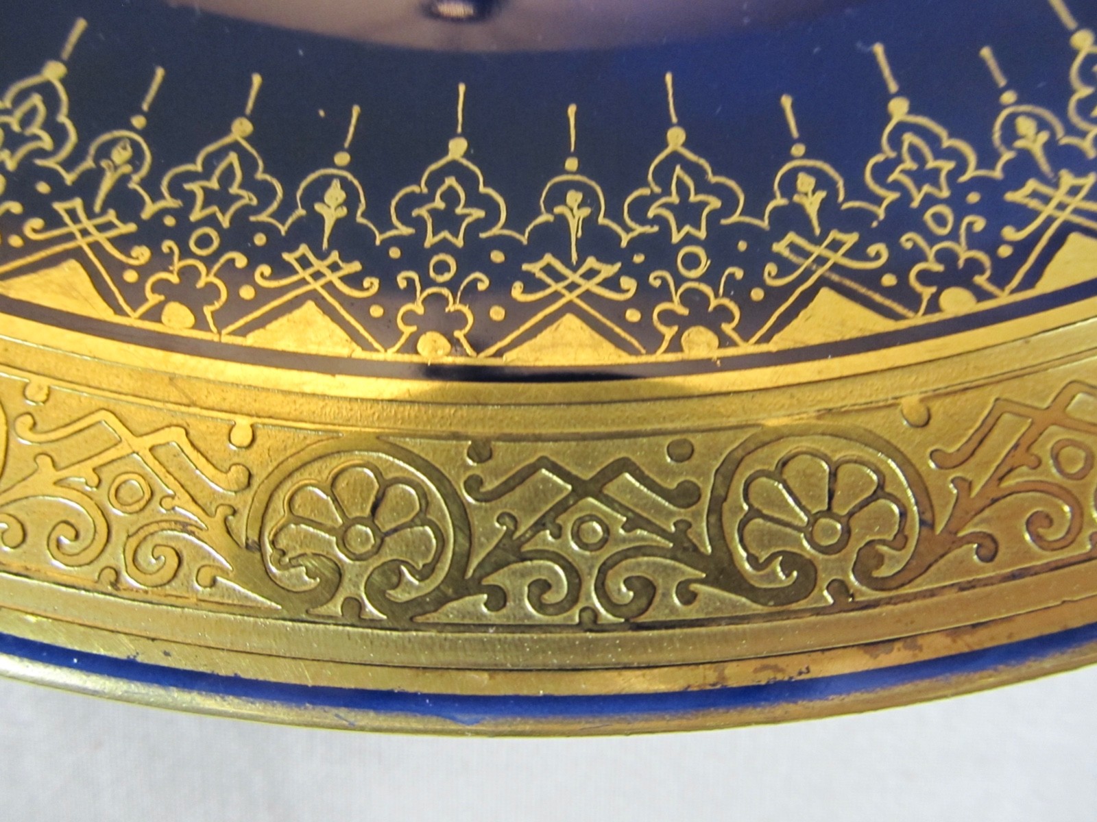Antique Hand Painted Cobalt Blue Gold Encrusted Cabinet Plate Signed L. Saquet