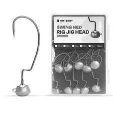 OJY&DOIIIY Swing Weedless Ned Rig Jig Heads, 12 3/16oz - 12Pack, Unpainted