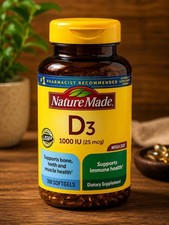 Nature Made Vitamin D3 1000 IU 25 mcg 300 Softgels Bone  Immune Support 02/28