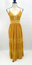 VTG Y2K Boho Rue21 Crochet Open Knit Maxi Dress Medium Backless Festival Cottage