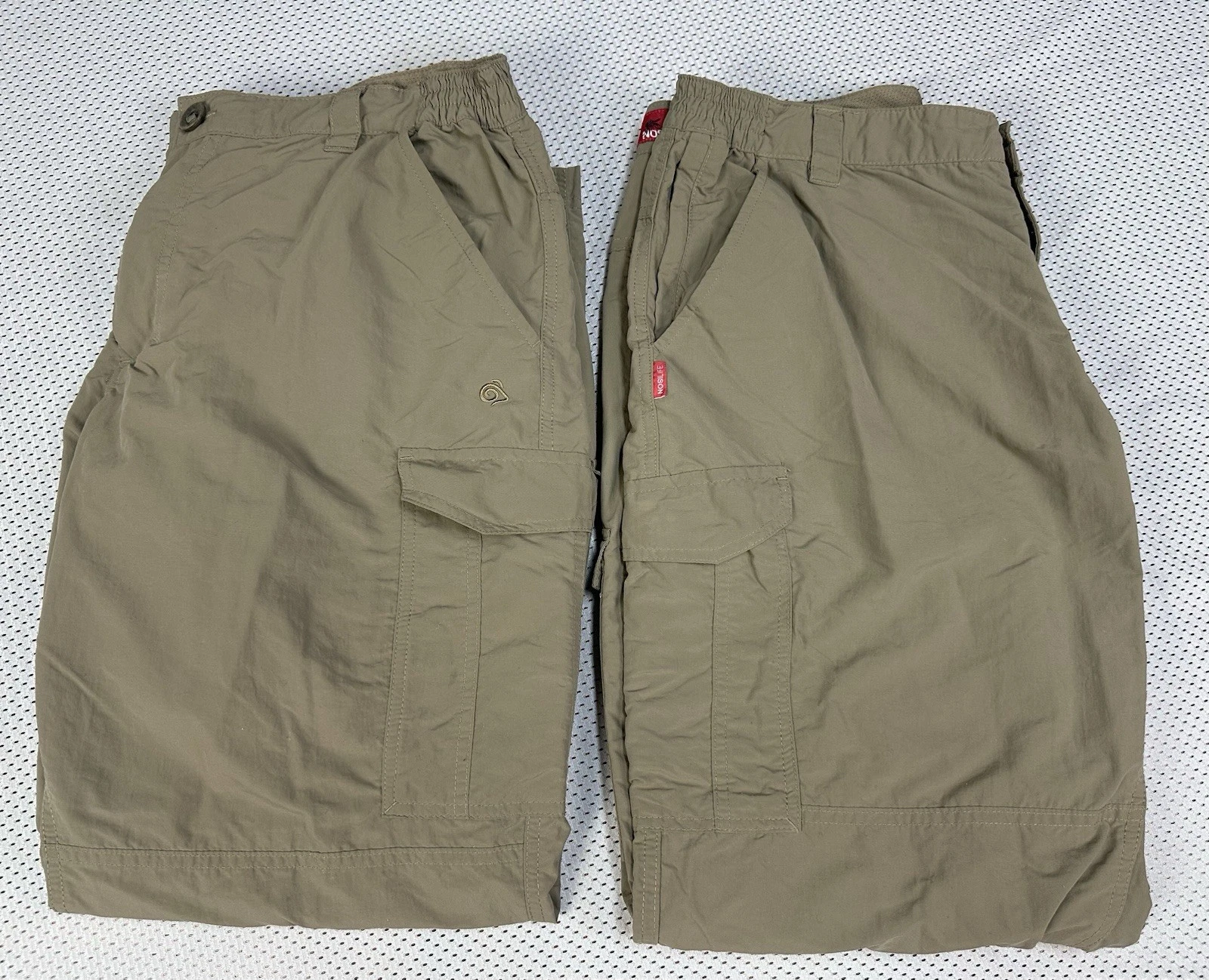 (2) Mens CRAGHOPPERS size 38x30 Regular TAN Stretch Waist Cargo Hiking Pants Lot