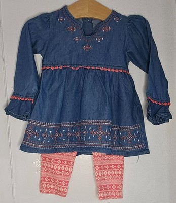 Real Love 12 mo Cotton Blend Long Sleeve Blue Shirt and Matching Pants