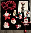 Vintage To Now Estate Christmas Costume Jewelry Lot 1970s 90s Modern Brooch Etc