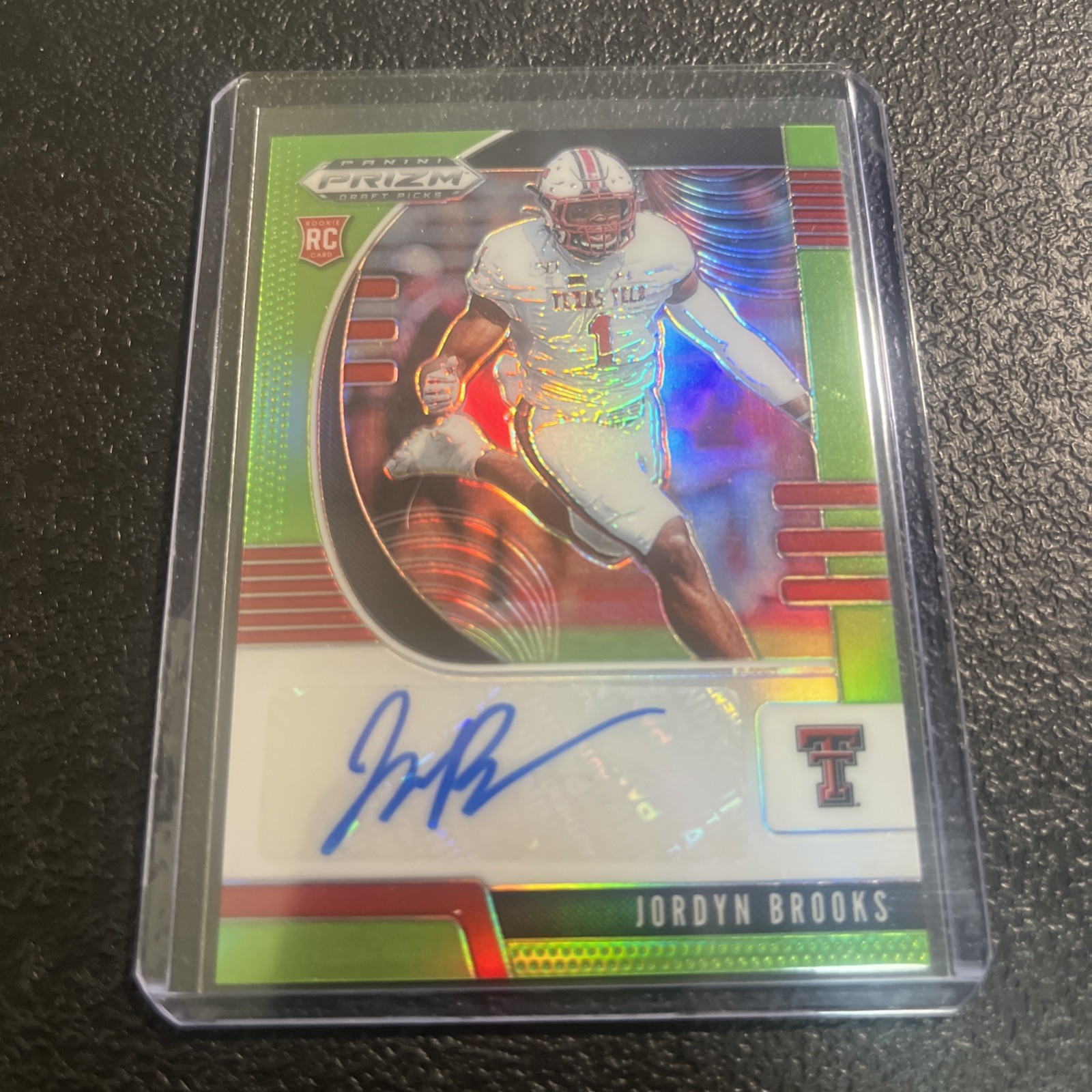 Jordyn Brooks Panini Prizm Draft Picks #173 Autograph-Neon Green