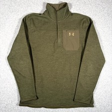Under Armour Specialist Grid Henley Sweater Mens Medium Green Loose Fit ColdGear