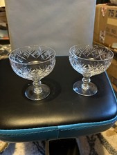 vintage X2 cut crystal champagne coupe, dessert dish likely Made by Webb Corbett