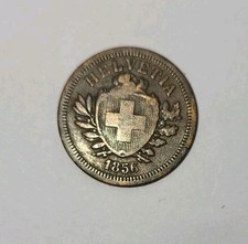 Schweiz 1 Rappen 1856 Münze Bern Bronze seltene Münze Helvetia 1 Räppler 1856