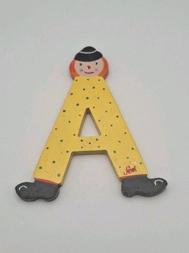 Vtg. Sevi Hand Painted Wooden Alphabet Letter 3 To 4” Clown Child Baby Decor “A”