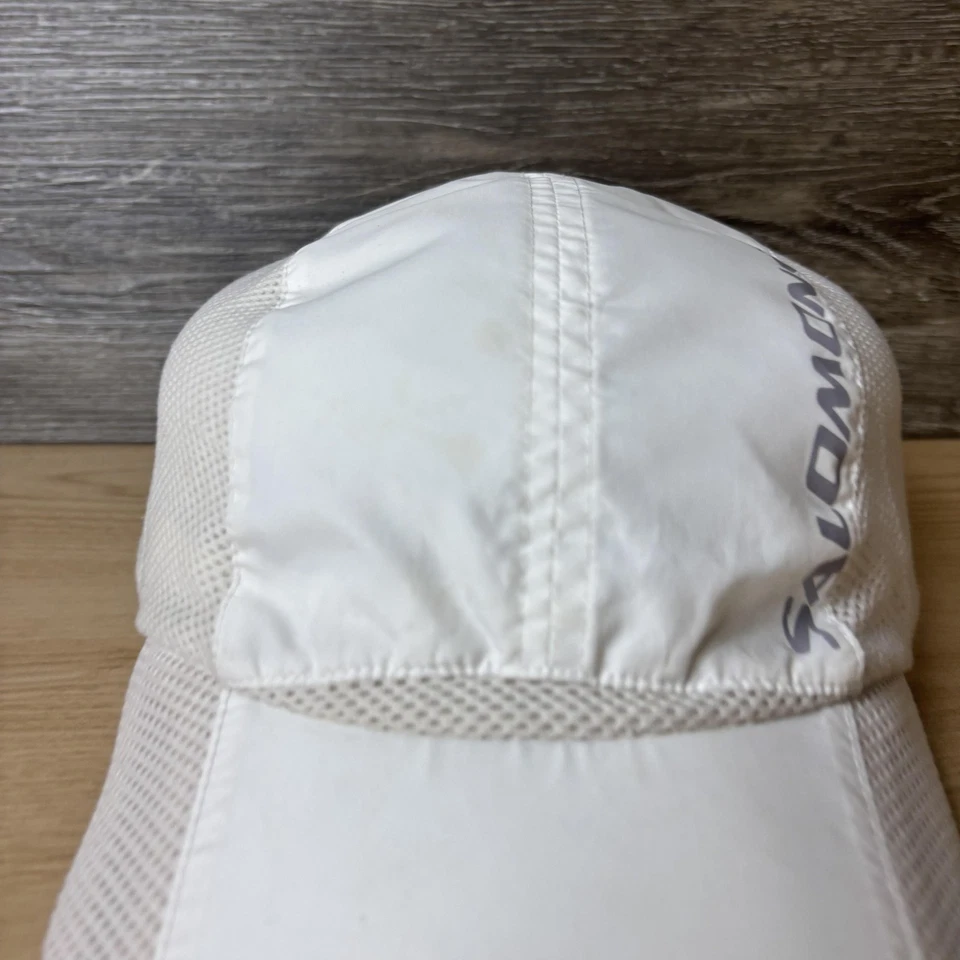 Salomon Hat Cap Strap Back Mens White Running Panel Mesh Lightweight Performance - Image 2 of 4