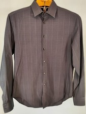 Calvin Klein Dress Shirt Men 15.5 34/35 Gray Plaid Slim Fit Stretch Long NWOT