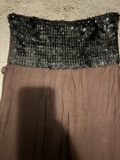 Stunning Long Length Brown With Black Sequins  Dress - One Size