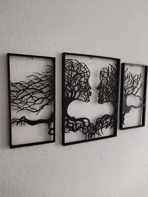 Wandgemälde aus Holz, Wanddekoration in Schwarz, Größe 400 x 700 mm. Ein Gemälde