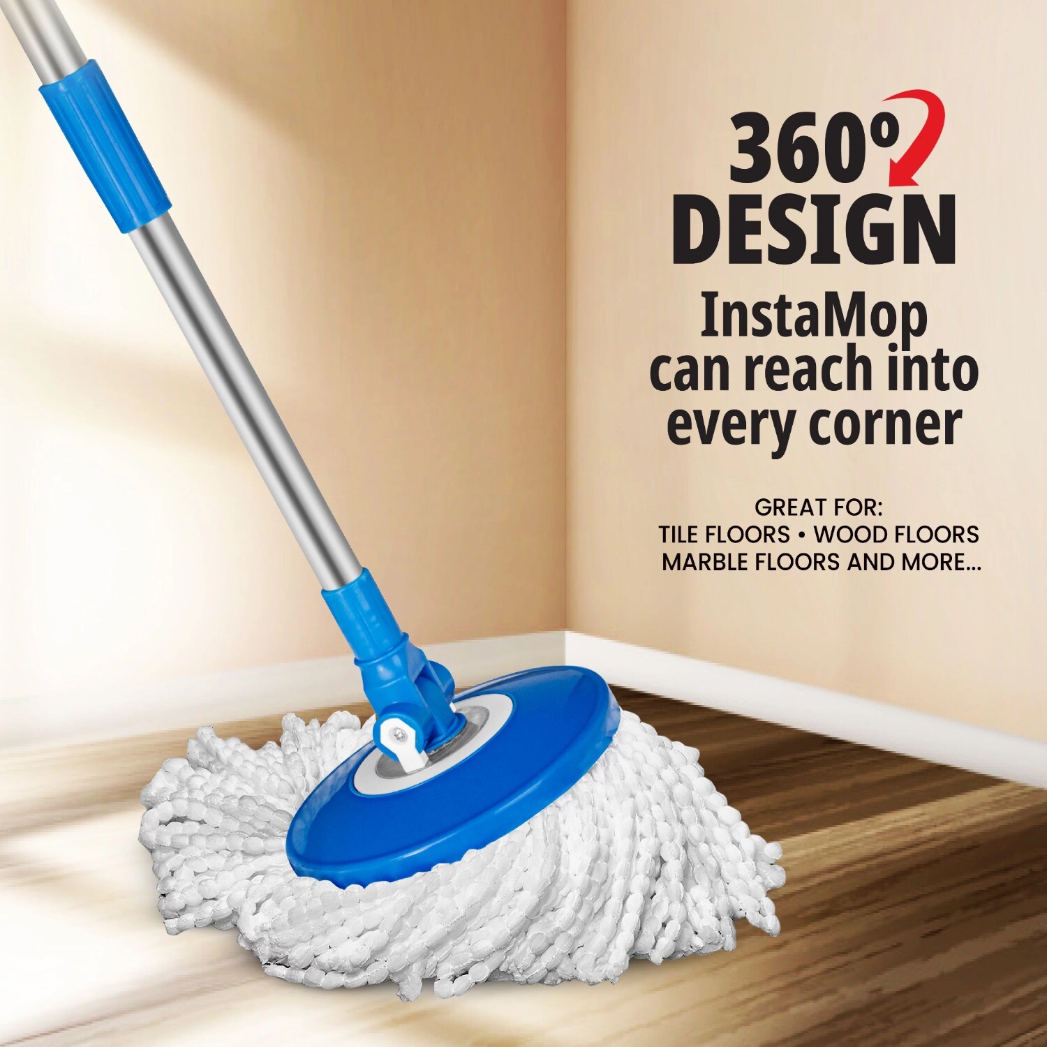 Spin Mop and Bucket Set with Wringer Microfiber Mop Head eBay