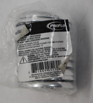 Lot of 12 ProFlo Chrome Finish Plastic Split Escutcheon 5/8'' OD PFSEECP