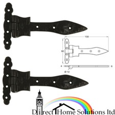 Hafele Pair Of Antique Spear Hinge, 158mm x 90mm, Black Epoxy Coated Zinc
