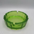 Vintage MCM Blenko Green Pebble Glass Ashtray Large Heavy Round Coffee Table 5"