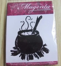 Magenta Witches Pot Brew Cauldron Cling Stamp New B7