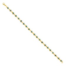 GOLD - 14K Yellow Gold SKY Blue Evil Eye Bracelet - 7"