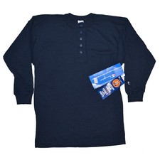 Champion Henley Shirt Size Medium M Blue Deadstock Vintage 1984 Long Sleeve Tee