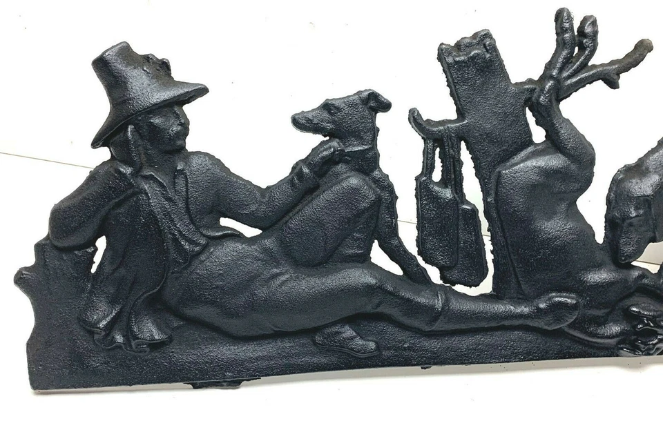 Wandrelief Guss handarbeit Jäger mir Wild Jagd Jagdhund Gussrelief Sammler - Bild 2 von 4