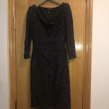 RALPH LAUREN Cowl-Neck Draped Sequins Lace Dress 2P