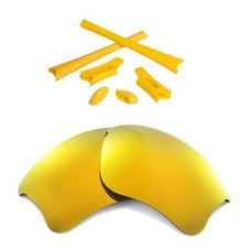Walleva 24K Gold Polarized Lenses  Yellow Rubber Kit For Oakley Flak Jacket XLJ
