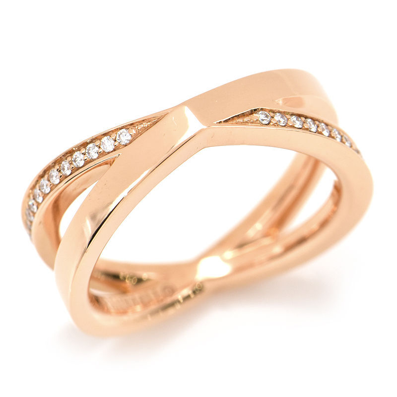 Tiffany & Co. Atlas X Narrow Cross Ring 18K Rose Gold #46 US