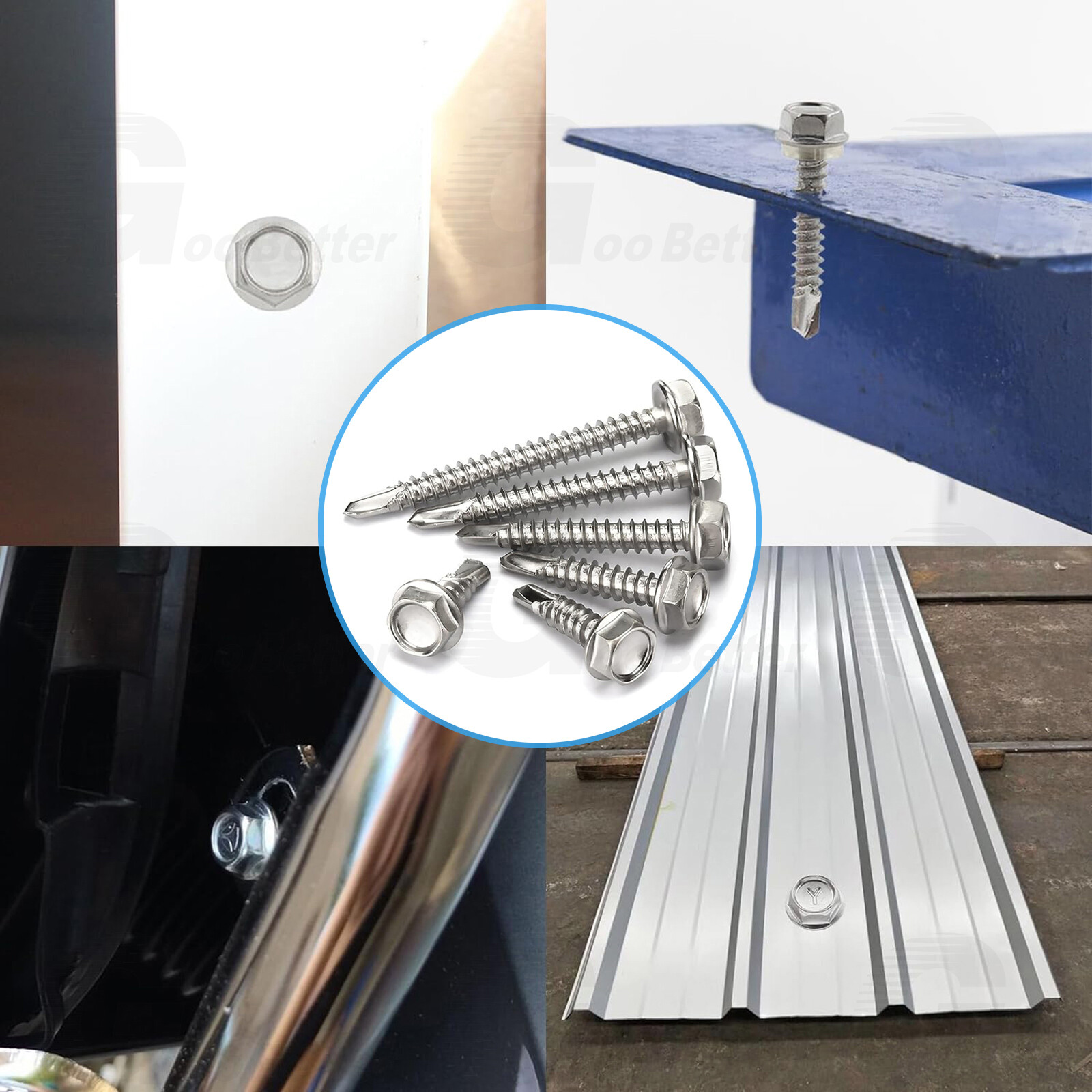 400pc #8 #10 Self Tapping Screws for Metal, Sheet Metal Screws 410 Stainle Steel