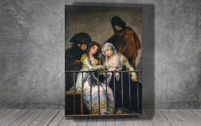 Francisco Goya Majas auf einem Balkon LEINWAND GEMÄLDE KUNSTDRUCK WAND 1711