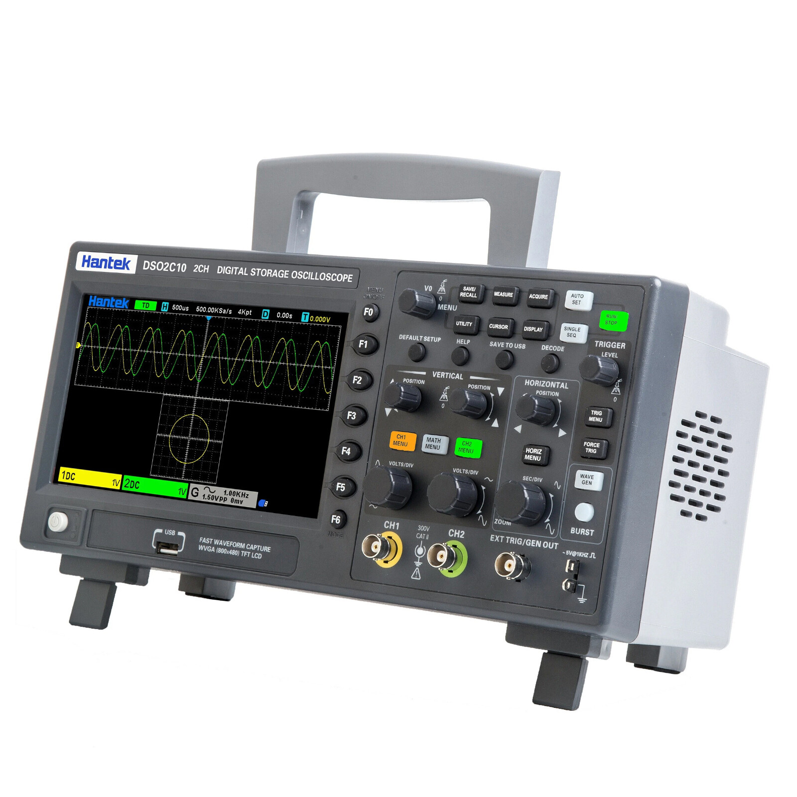 Hantek Oscilloscope DSO2C10 2 Channel Digital Storage 1Gsa/s With Generater#XR
