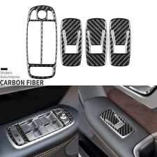 4Pcs Real Carbon Fiber Window Lift Switch Panel Cover For Jaguar XF X250 2007–15