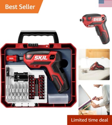 Rechargeable 4V Cordless Screwdriver with 42 Bits & Cam Screw Sleeve - LED Light