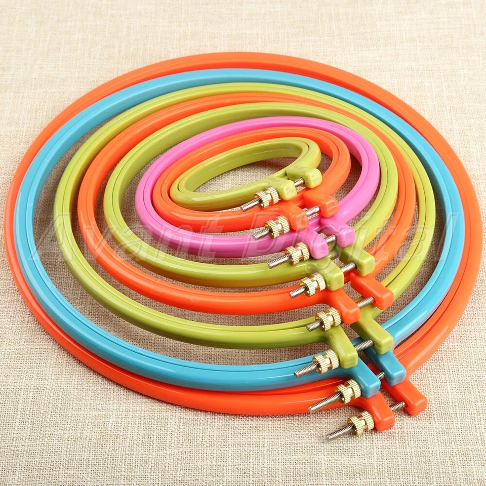3"-10" Plastic Round Cross Stitch Machine Embroidery Frame Hoop Ring Sewing Tool - Image 2 of 4
