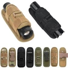 Tactical Molle Flashlight Pouch Holster 360° Rotatable Belt Clip Torch Cover Bag
