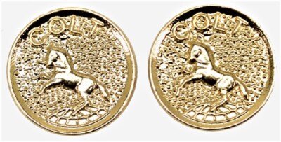 A Pair of 1/2 inch Gold Colt Medallions
