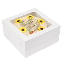 15pcs Cake Boxes with Window 12x12x6 Inches Bakery Boxes for Cakes Cookies La...