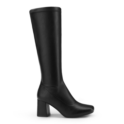 Women Gogo Boots Chunky Block Heel Square Toe Knee High Boots Snug Fit Elegant - Picture 5 of 37