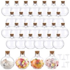 30 Pcs 5 oz Plastic Bottles with Corks Clear Sand Art Bottles with Funnels Mi...