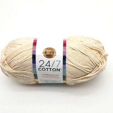 Lion Brand Yarns 24/7 Cotton Yarn Skein 3.5oz 186yds 4 Medium 100 cotton ecru
