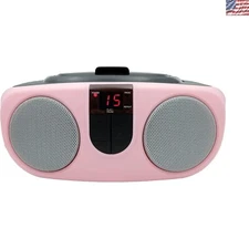 PROSCAN Pink Boombox: Portable CD Player with Repeat & LED Display Functions