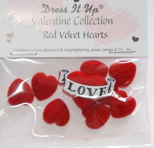 Red Velvet Hearts / Flocked Flat Back Hearts / Dress It Up Valentine Love Heart - 第 2/4 張圖片
